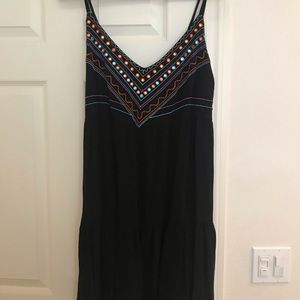 Easy black beach dress. Embroidered in the top